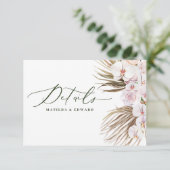 Pampas gras palm orchidee moderne rustieke details RSVP kaartje (Staand voorkant)