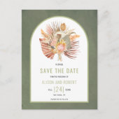 Pampas gras, palmbladeren groen Opslaan Datum Briefkaart (Voorkant)