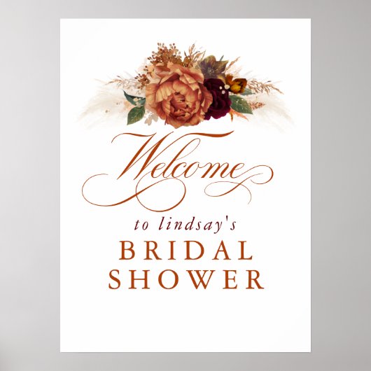 Pampas Gras Roest Terracotta Bruiloft Welkom Poster (Voorkant)