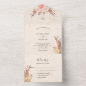 Pampas gras roos blush roze marmering all in one uitnodiging (Binnen)