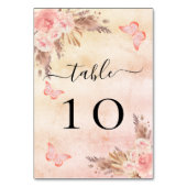 Pampas gras roos goudblauwe roze florale vlinder kaart (Achterkant)