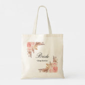 Pampas gras roos gouden florale witte bruidenaam tote bag (Achterkant)