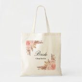 Pampas gras roos gouden florale witte bruidenaam tote bag (Voorkant)