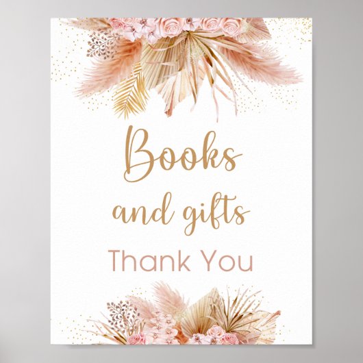 Pampas Gras Roze Bloemen Boeken & Cadeaus Bord Poster (Voorkant)