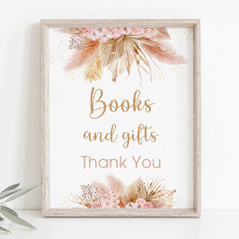 Pampas Gras Roze Bloemen Boeken & Cadeaus Bord Poster
