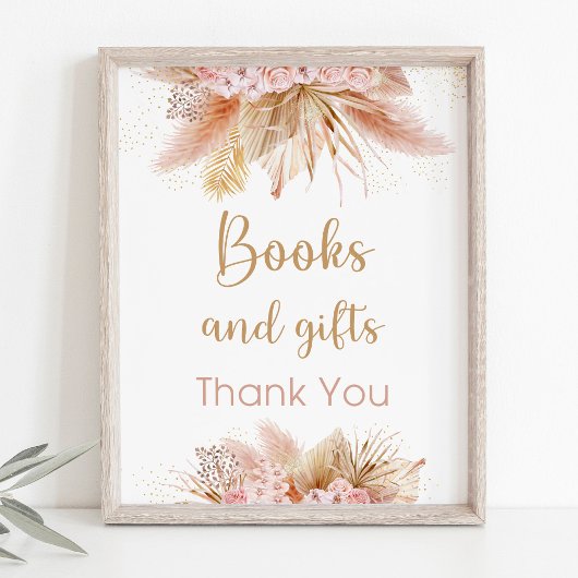 Pampas Gras Roze Bloemen Boeken & Cadeaus Bord Poster