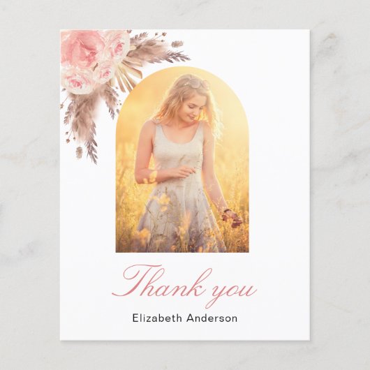 Pampas gras roze bloemen verjaardag dank u (Voorkant)