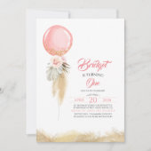 Pampas gras roze bloemenballon exotische verjaarda kaart (Voorkant)