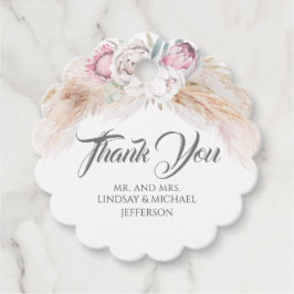 Pampas gras roze bloemenbruiloft dank u bedankjes labels