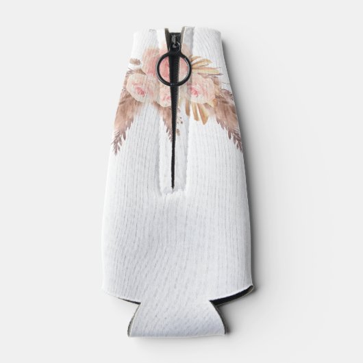 Pampas gras roze bloemetjes boho vrijgezellenfeest flesjeskoeler (Achterkant)