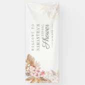 Pampas Gras Roze Bloemige Bruidsdouche Spandoek (Verticaal)