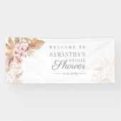 Pampas Gras Roze Bloemige Bruidsdouche Spandoek (Horizontaal)