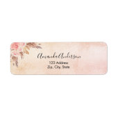 Pampas gras roze goud bloem sticker met retouradre (Voorkant)