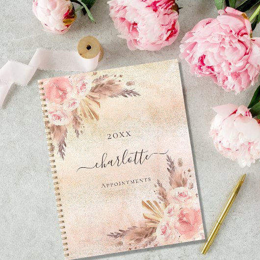 Pampas gras roze goud bloemen naam 2027 planner