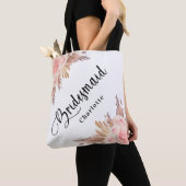 Pampas gras roze goud bloemige bruidsmeisje trouw tote bag (Dichtbij)