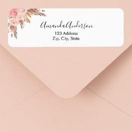 Pampas gras roze gouden bloem sticker met retourad