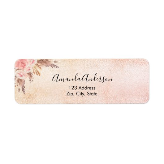 Pampas gras roze gouden bloem sticker voor retoura (Voorkant)