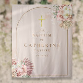 Pampas gras roze gouden boog doop foto achtergrond wandkleed