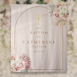 Pampas gras roze gouden boog doop foto achtergrond wandkleed