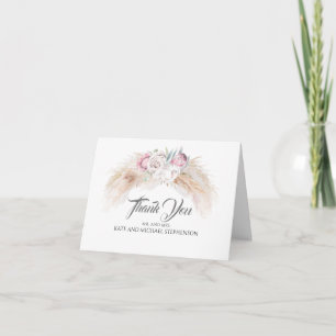Pampas gras roze koning Protea bruiloft dank u Bedankkaart