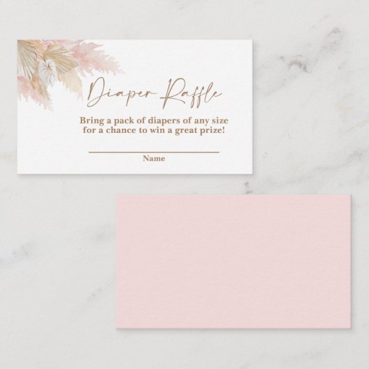 Pampas gras roze Luier Raffle Informatiekaartje (Voorkant / Achterkant)