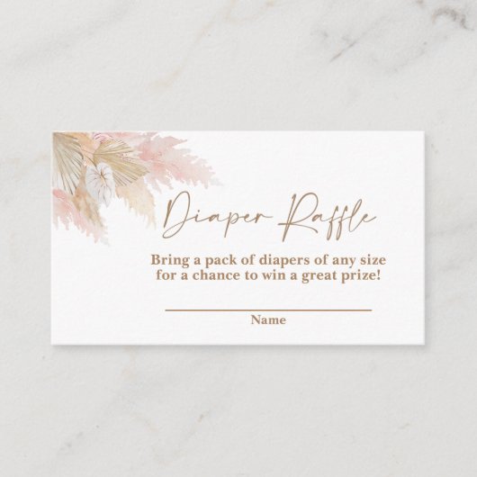 Pampas gras roze Luier Raffle Informatiekaartje (Voorkant)