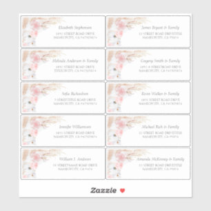 Pampas Gras Roze Naamkaartjes Adreslabels Sticker