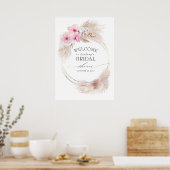 Pampas Gras Roze Orchideeën Bruids Bruiloft Ontvan Poster (Keuken)
