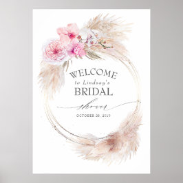 Pampas Gras Roze Orchideeën Bruiloft Feest Welkom Poster