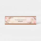 Pampas gras roze roze goud bureau naambordje (Voorkant)