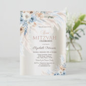 Pampas Gras Rozen Ivoor Bat Mitzvah  Kaart (Staand voorkant)