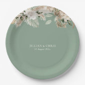 pampas gras salie groene bloem bruiloft papieren bordje (Voorkant)