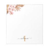 Pampas Gras Schrift Terracotta Monogram Naam Notitieblok (Voorkant)