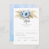 Pampas Gras Stoffig Blauw Bloemen Bruiloft RSVP (Voorkant / Achterkant)