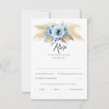 Pampas Gras Stoffig Blauw Bloemen Bruiloft RSVP
