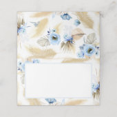 Pampas gras stoffige blauwe bloemen bruiloft plaatskaartje (Buitenkant ongevouwen)