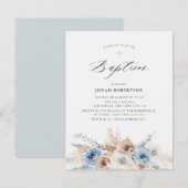 Pampas gras stoffige blauwe bloemen doop kaart (Voorkant / Achterkant)