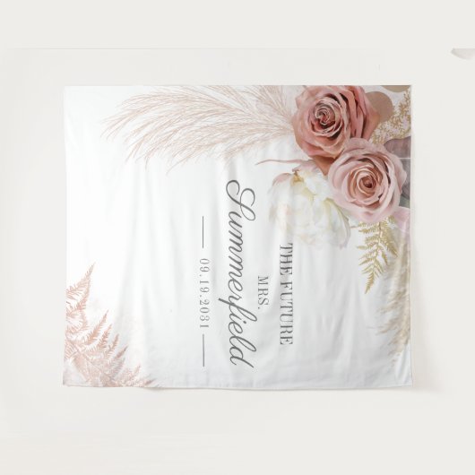 Pampas Gras Tan Bruiloft Photobooth Wandkleed (Voorkant (horizontaal))