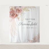 Pampas Gras Tan Bruiloft Photobooth Wandkleed (Voorkant)