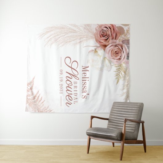 Pampas Gras Tan Bruiloftfeest Backdrop Wandkleed (In Situ (horizontaal))