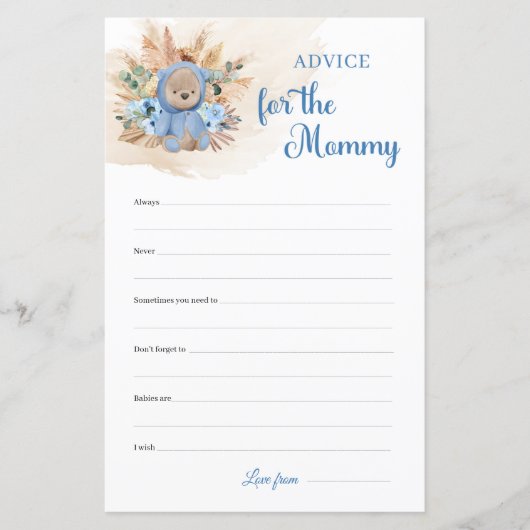 Pampas gras teddy draagt palmadvies voor de moeder (Voorkant)