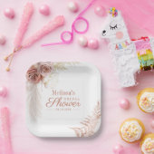 Pampas Gras Terracotta Blush Bruiloftsfeest Papieren Bordje (Feest)