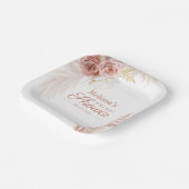 Pampas Gras Terracotta Blush Bruiloftsfeest Papieren Bordje (Gebogen)