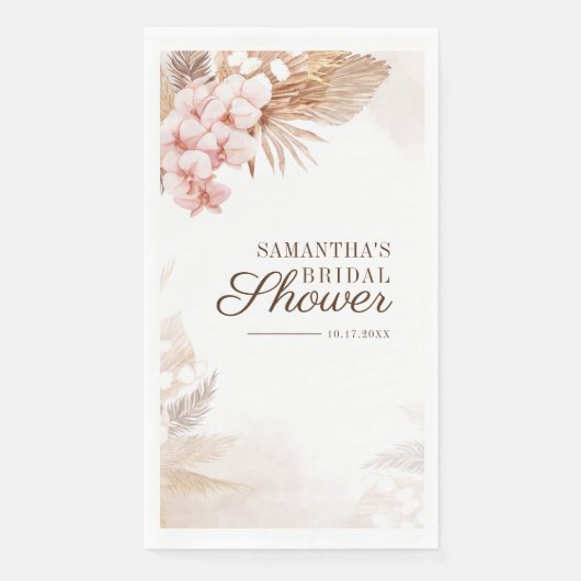 Pampas Gras Terracotta Boho Chic Bruiloftsfeest Servet (Voorkant)