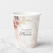 Pampas Gras Terracotta Boho Tane Bruidsmeisjesfees Papieren Bekers (Voorkant)