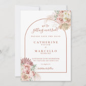 Pampas Gras Terracotta Boog Boho Bruiloft Save The Date (Voorkant)