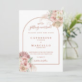 Pampas Gras Terracotta Boog Boho Bruiloft Save The Date (Staand voorkant)