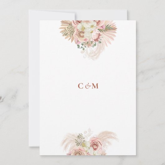 Pampas Gras Terracotta Boog Boho Bruiloft Save The Date (Achterkant)