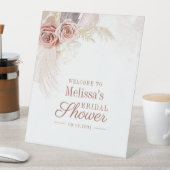 Pampas Gras Terracotta Bruiloft Welcome Reclamebord Met Voetstuk (Insitu)