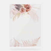 Pampas Gras Terracotta Bruiloft Welkom Acryl Bord (Voorkant)